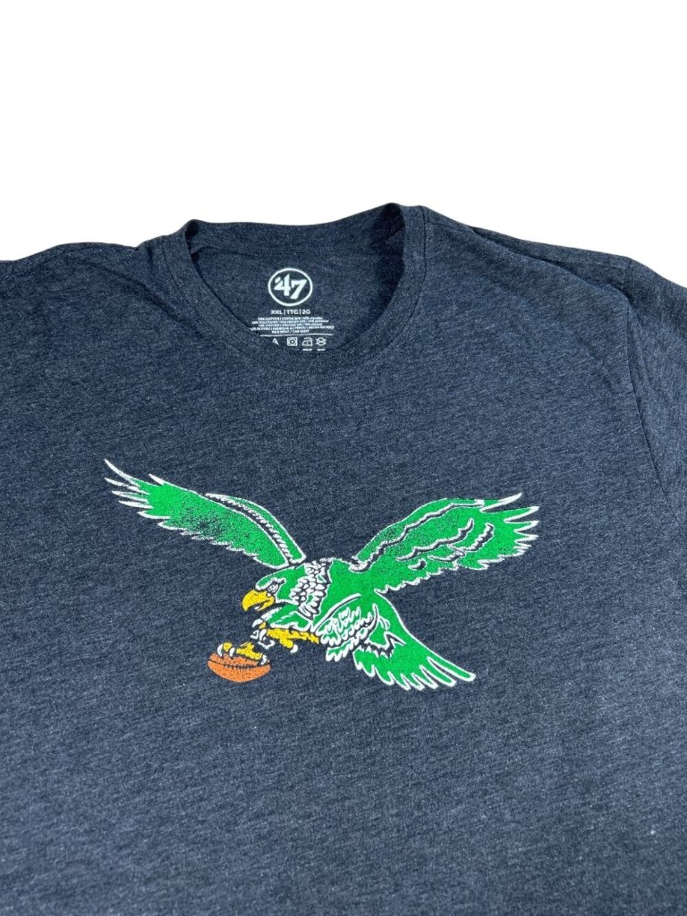 Philadelphia Eagles Graphic Heather Gray T-Shirt XXL By 47 Brand Cotton Crewneck